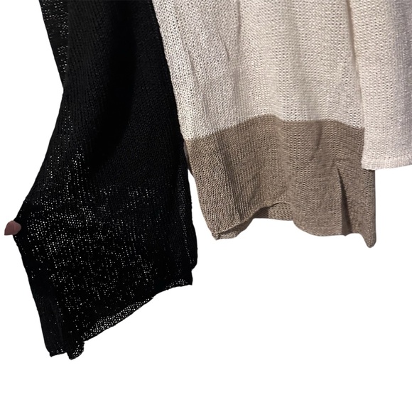 Ball of Cotton S Asymmetrical Colorblock Tunic Sweater Top Linen Viscose Knit - Picture 3 of 5